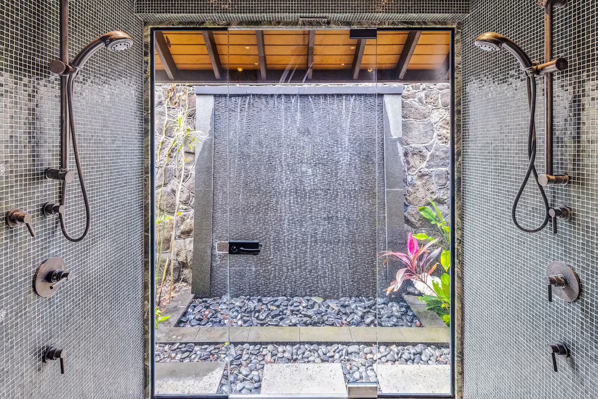 Master bath waterfall shower