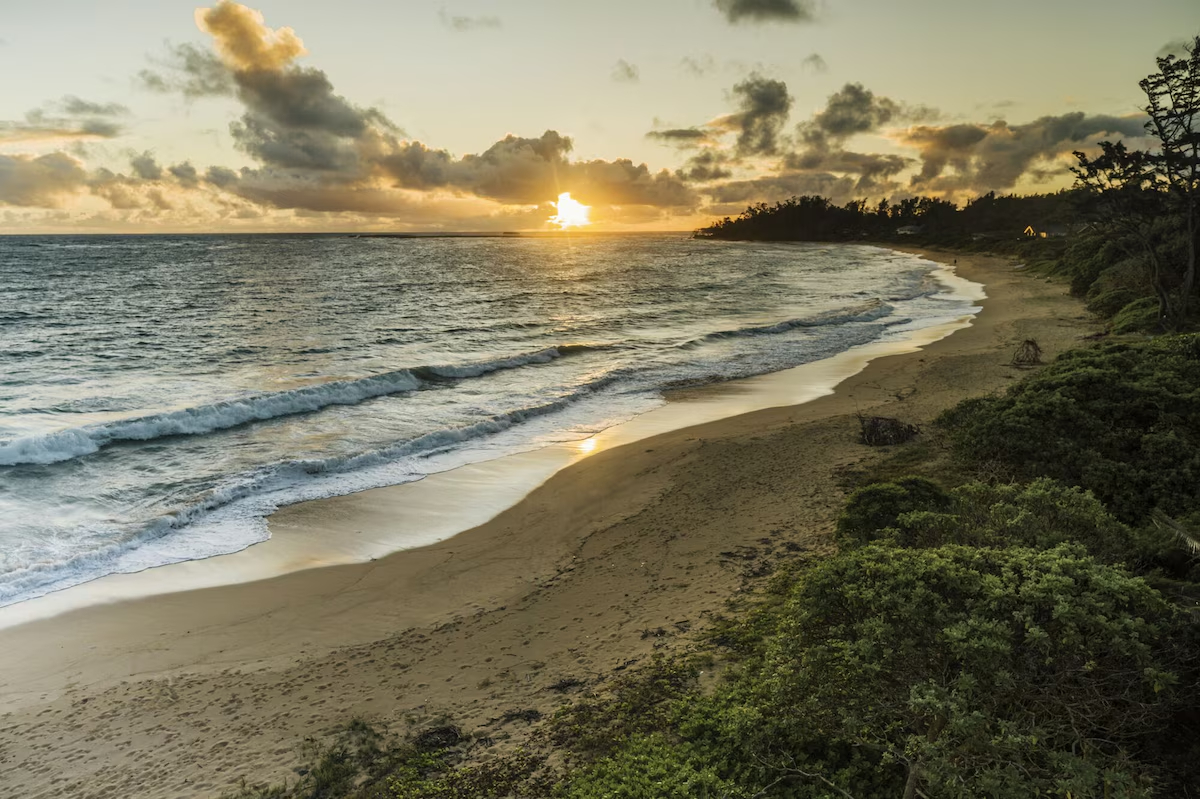 Malaekahana beach at sunset