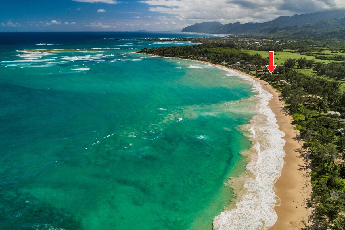 Malaekahana Bay aerial view, North Shore Oahu