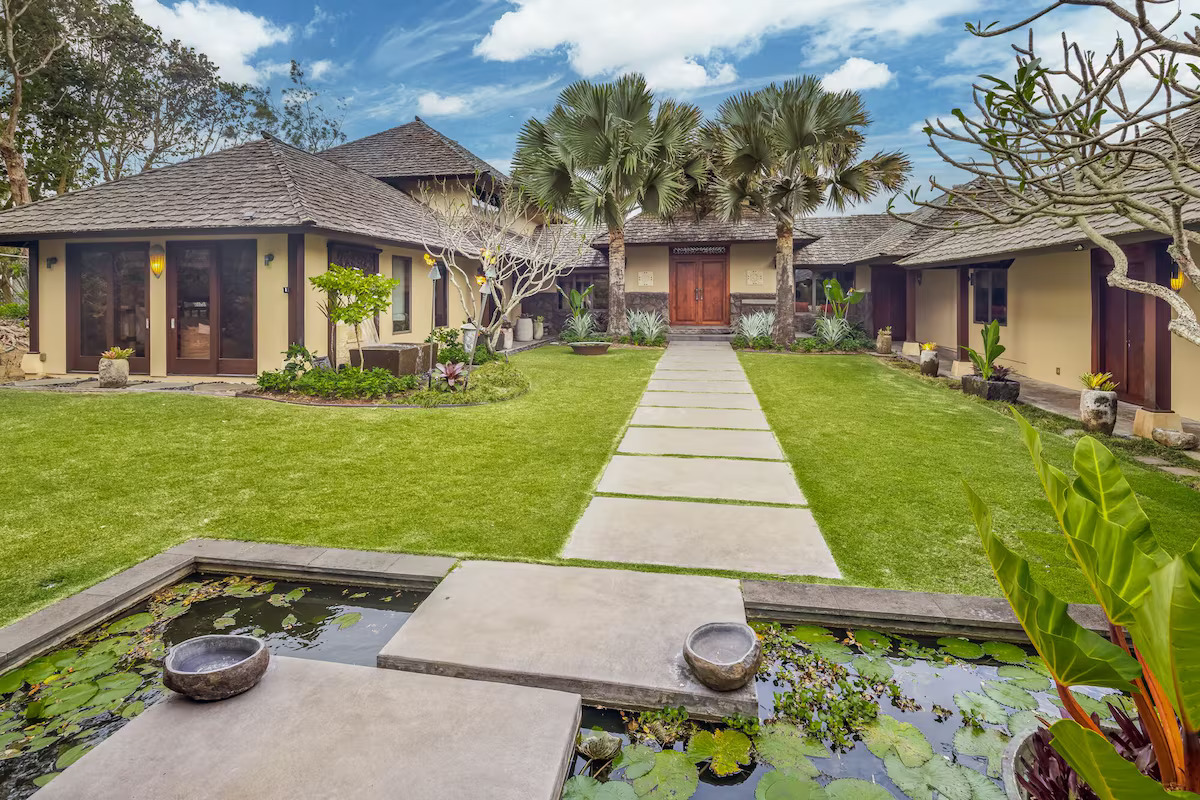 Entry courtyard with lily pond